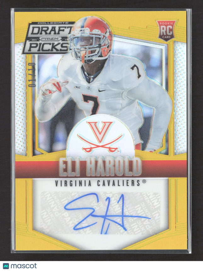 2015 Panini Prizm Collegiate Draft Picks Eli Harold #186 Gold RC Auto /10