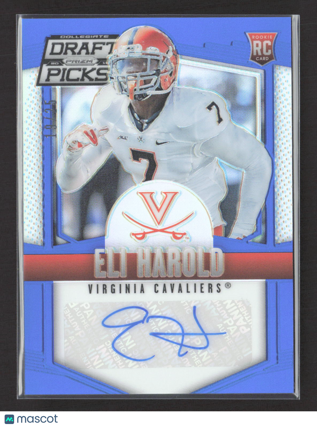 2015 Panini Prizm Collegiate Draft Picks Eli Harold #186 Blue RC Auto /25