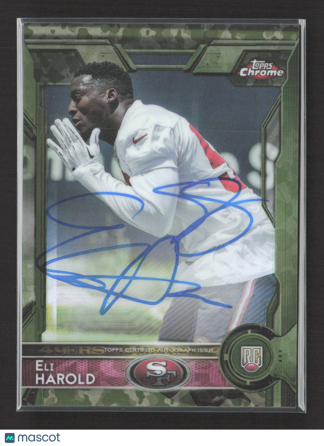 2015 Topps Chrome Eli Harold #158 Camo Refractor RC Auto /99
