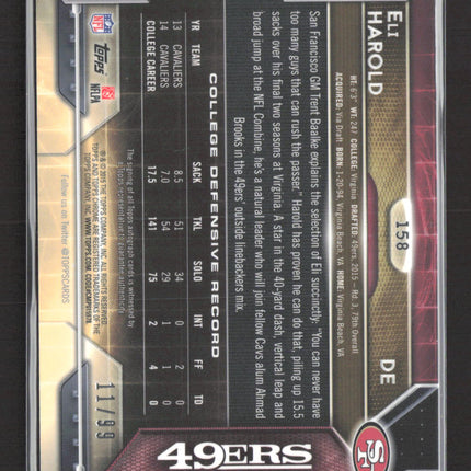 2015 Topps Chrome Eli Harold #158 Camo Refractor RC Auto /99