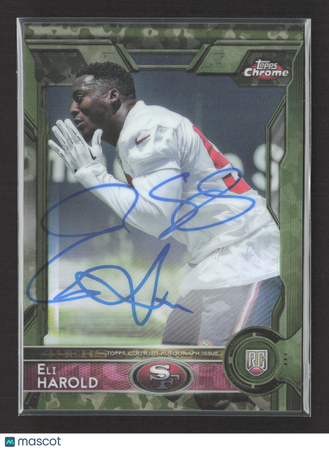 2015 Topps Chrome Eli Harold #158 Camo Refractor RC Auto /99