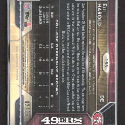 2015 Topps Chrome Eli Harold #158 Camo Refractor RC Auto /99