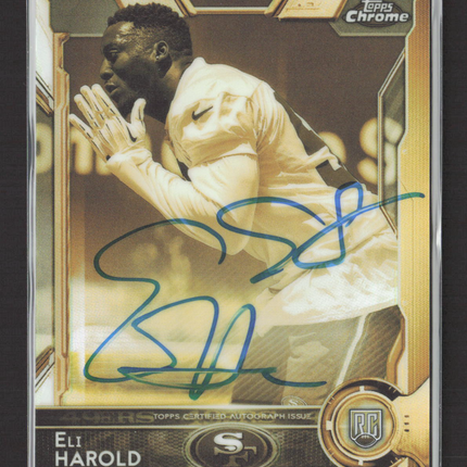 2015 Topps Chrome Eli Harold #158 RC Auto Sepia /150