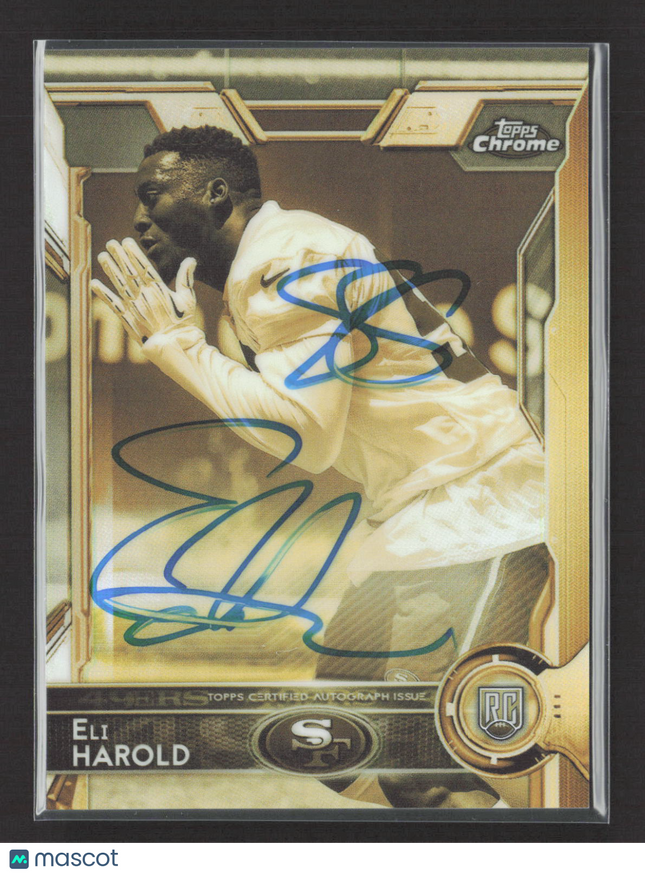 2015 Topps Chrome Eli Harold #158 Sepia Refractor RC Auto /150