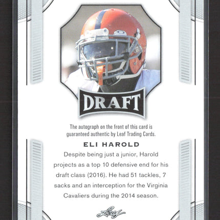 2015 Leaf Draft Eli Harold #BA-EH1 Authentic Signature Auto