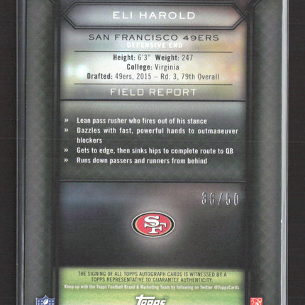 2015 Topps Field Access Eli Harold #9 36/50 Auto