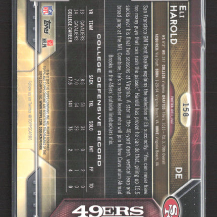2015 Topps Chrome Eli Harold #158 Purple Refractor RC