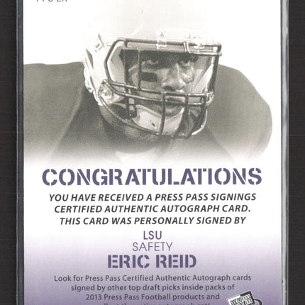 2013 Press Pass Signings Eric Reid #PPS-ER Auto Geaux Tigers