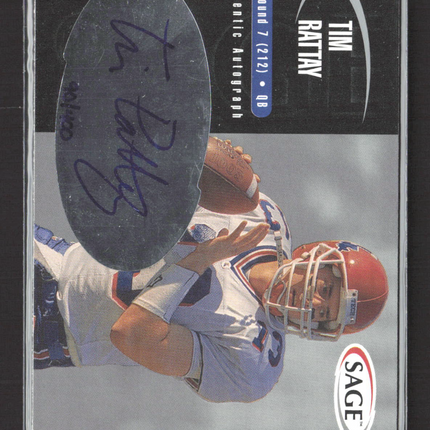 2000 SAGE Authentic Autograph Tim Rattay #A37 Auto /400