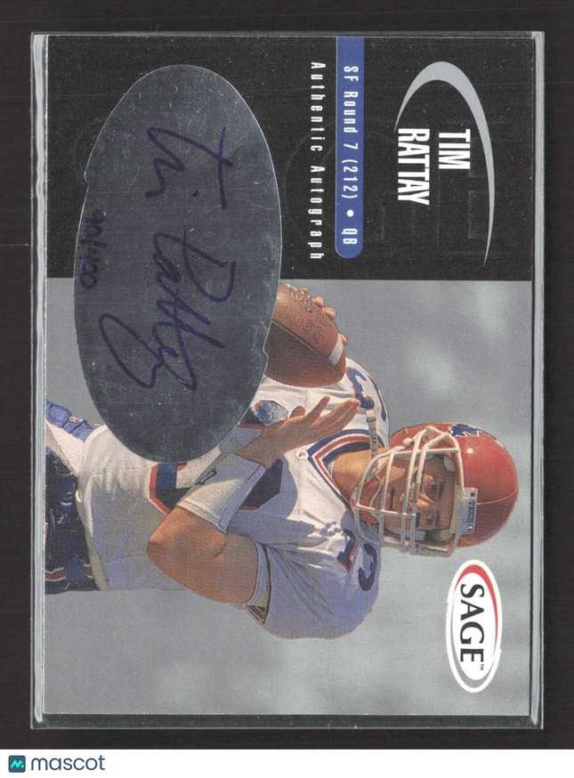 2000 SAGE Authentic Autograph Tim Rattay #A37 Auto /400
