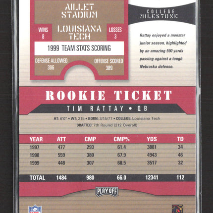 2000 Playoff Contenders Rookie Ticket Tim Rattay #146 Auto