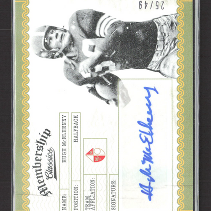 2017 Panini Classics Membership Classics Hugh McElhenny #MA-HM 25/49 Auto