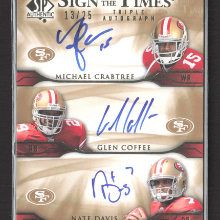 2009 Upper Deck SP Authentic Triple Autograph Michael Crabtree 13/25 Auto