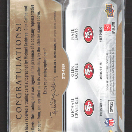 2009 Upper Deck SP Authentic Triple Autograph Michael Crabtree 13/25 Auto