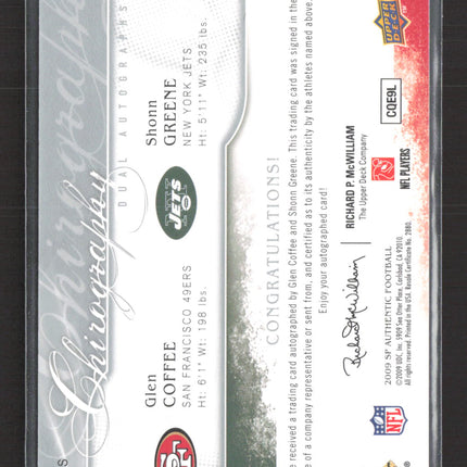2009 Upper Deck SP Glen Coffee Shonn Greene #CH2-GS Dual Auto /75