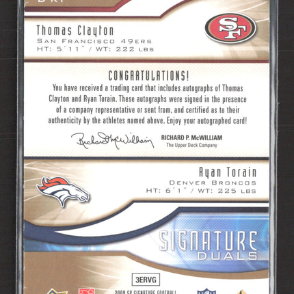 2009 Upper Deck SP Edition Signature Duals Thomas Clayton #D-RT Auto /99