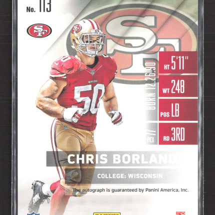 2014 Panini Contenders Chris Borland #113 Rookie Ticket RC Auto