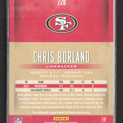 2014 Panini Prestige Extra Points Chris Borland #220 RC Auto