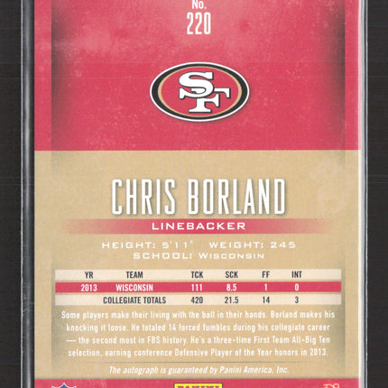 2014 Panini Prestige Extra Points Chris Borland #220 RC Auto