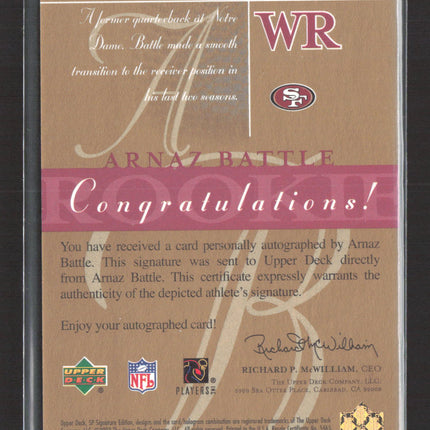 2003 Upper Deck SP Signature Edition Arnaz Battle #AR Auto