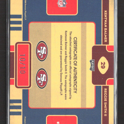 2008 Playoff Draft Class Kentwan Balmer Reggie Smith II #29 10/10 Auto