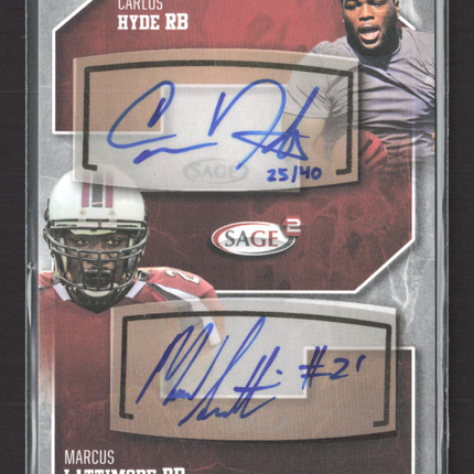2014 SAGE Hit Carlos Hyde Marcus Lattimore #7 25/40 Auto