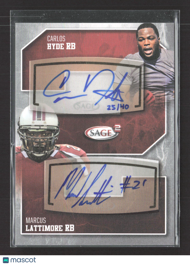 2014 SAGE Hit Carlos Hyde Marcus Lattimore #7 25/40 Auto