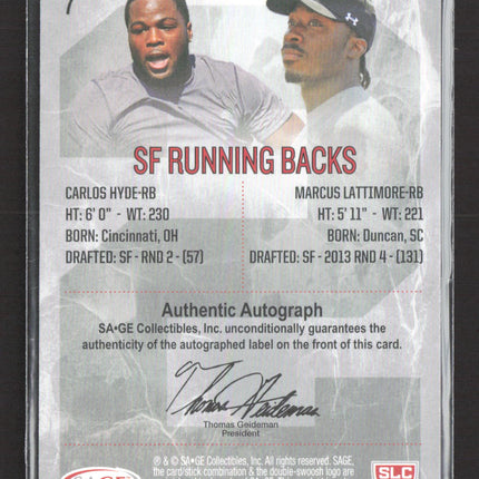 2014 SAGE Hit Carlos Hyde Marcus Lattimore #7 25/40 Auto