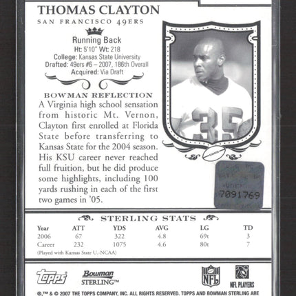 2007 Bowman Sterling Thomas Clayton #BSRA-TC RC Auto