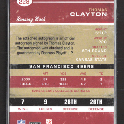 2007 Playoff Contenders Rookie Ticket Thomas Clayton #228 Auto