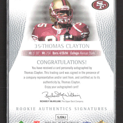 2007 Upper Deck SP Rookie Signatures Thomas Clayton #228 0510/1199 Auto