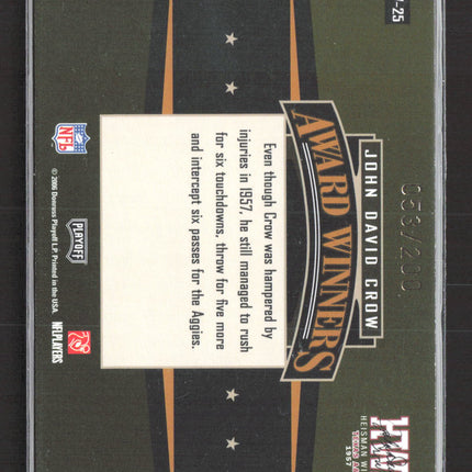 2006 Playoff Contenders Award Winners John David Crow #AW-25 053/200 Auto