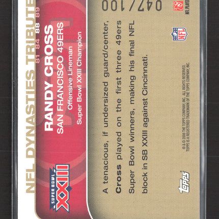2008 Topps NFL Dynasties Tribute Randy Cross #DYNA-RC 047/100 Auto