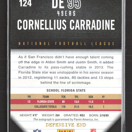 2013 Panini Playbook Cornellius Carradine #124 RC 99/99 Auto