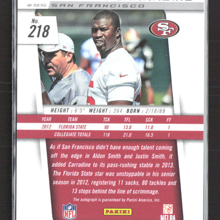 2013 Panini Prizm Cornellius Carradine #218 RC Auto