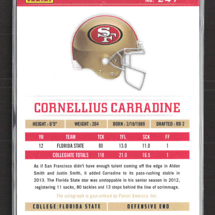 2013 Panini Rookies & Stars Longevity Cornellius Carradine #247 RC Auto