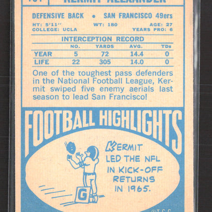 1969 Topps Kermit Alexander #191 Auto IP