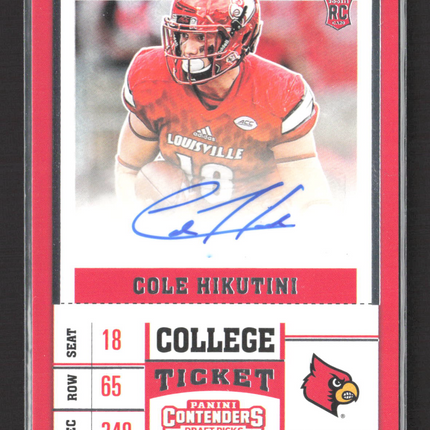 2017 Panini Contenders Draft Picks Cole Hikutini #182 RC Auto
