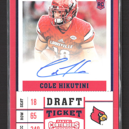 2017 Panini Contenders Draft Picks Cole Hikutini #182 RC Auto