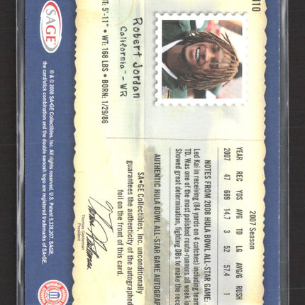 2008 SAGE Aspire Robert Jordan #H10 Auto