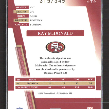 2007 Playoff Absolute Memorabilia Ray McDonald #242 319/349 Auto
