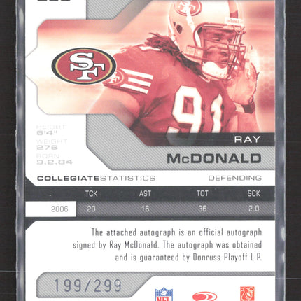 2007 Donruss Playoff Leaf Limited Ray McDonald #283 199/299 Auto