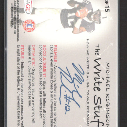 2006 SAGE HIT The Write Stuff Michael Robinson #11