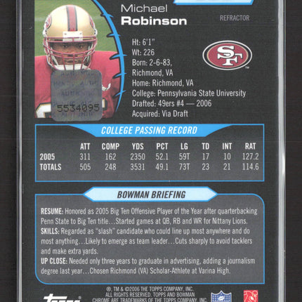 2006 Bowman Chrome Michael Robinson #259 Orange Refractor Auto /25