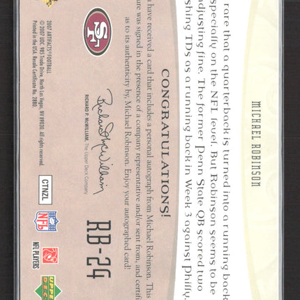2007 Upper Deck Artifacts NFL Facts Michael Robinson #NF-MR Auto