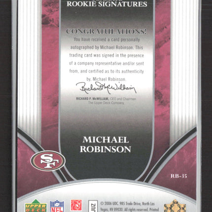 2006 Upper Deck Ultimate Collection Rookie Michael Robinson #229 06/10 Auto