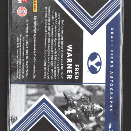2018 Panini Elite Draft Picks Aspirations Fred Warner #226 RC Auto /75