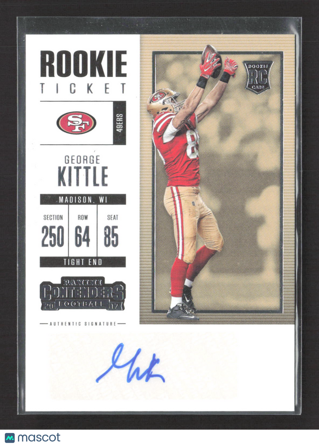 2017 Panini Contenders Football George Kittle #164 RC Auto