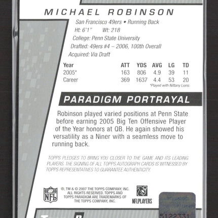 2007 Topps Paradigm Michael Robinson #88 RC 140/149 Auto