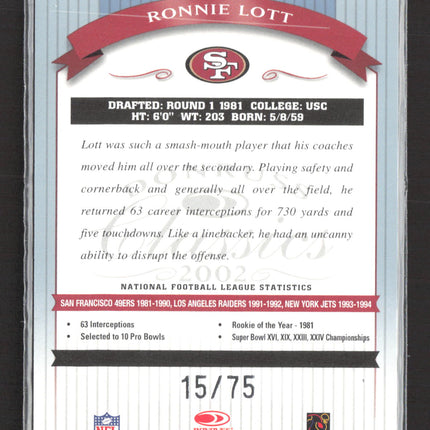 2002 Donruss Classics Significant Signatures Ronnie Lott #147 Auto /75